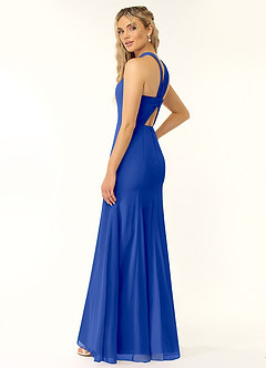 Azazie Rue Bridesmaid Dresses Royal Blue A-Line Halter Chiffon Dress image5
