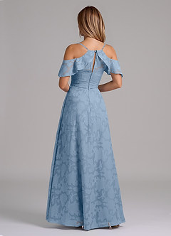 Azazie Dakota Bridesmaid Dresses Powder Blue A-Line Off the Shoulder Floral Burnout Dress image2