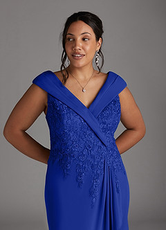 Azazie Calathea Mother of the Bride Dresses Royal Blue A-Line Lace Dress image10