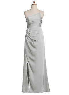 Azazie Eren Junior Silver Sheath Pleated Stretch Satin Dress image6