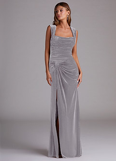 Azazie Genesis Bridesmaid Dresses French Lilac Sheath Pleated Velvet Dress image3