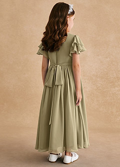 Azazie Ali Blumenmädchenkleider A-Linie Plissee Chiffon Kleid Moosgrün image2