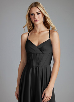 Azazie Alaia Suknie dla druhen Linia A Gorset Satyna elastyczna Do ziemi Sukienka image5