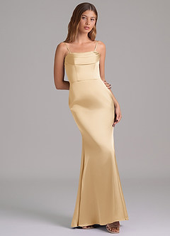 Azazie Miley 신부 들러리 드레스 인어 오프 더 숄더 스트레치 새틴 바닥 길이 드레스 image8