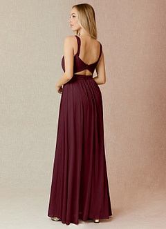Azazie Reniya Bridesmaid Dresses Cabernet A-Line Pleated Mesh Convertible Dress image2