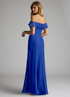 Azazie Sophie Bridesmaid Dresses Royal Blue A-Line Off the Shoulder Chiffon Convertible Dress image5