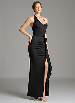 Azazie Gwyneth Bridesmaid Dresses Black Mermaid Pleated Premium Stretch Jersey Dress image3