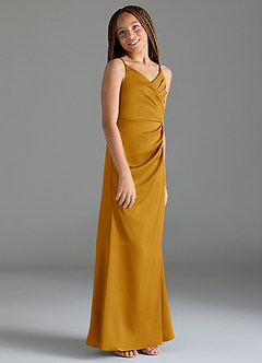 Azazie Maci Junior Klä av Sjöjungfru i Stretch Satin Plisserad image4