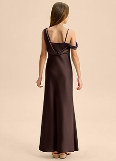 Azazie Madelyn Junior Ganache Sheath Off the Shoulder Stretch Satin Dress image2