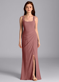Azazie Mero Junior Desert Rose Mermaid Pleated Chiffon Dress image4