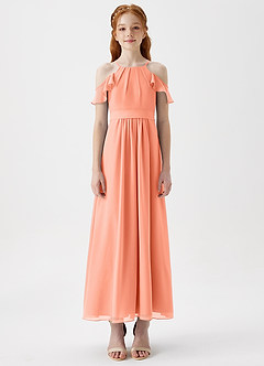 Azazie Chaya Junior Sunset A-Line Off the Shoulder Chiffon Dress image3