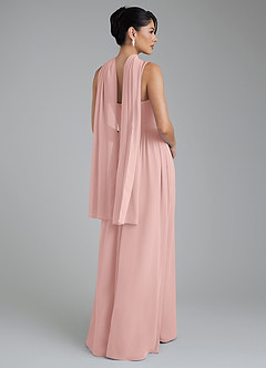 Azazie Alisha Robes de demoiselle d'honneur Robe Trapèze en Mousseline de soie Corset Rose Poudré image8