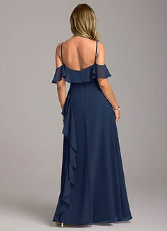 Azazie Aubrie Bridesmaid Dresses Dark Navy A-Line Off the Shoulder Chiffon Dress image6