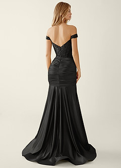 Briareny Black Lace Sequin Embroidery Stretch Satin Prom Dress image2