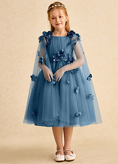 Azazie Staria Flower Girl Dresses Bermuda Ball-Gown Ruched Tulle Dress image3