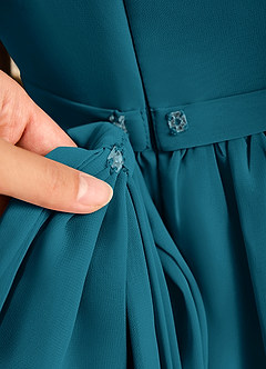 Azazie Jolie Jurken voor bloemenmeisjes A-Lijn Jurk van Chiffon met Mouwen Inkt Blauw image6