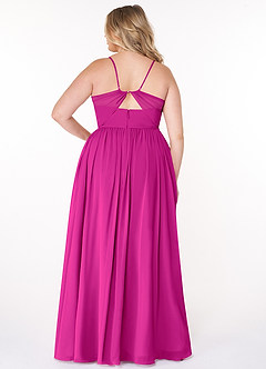 Azazie Cora Bridesmaid Dresses Fuchsia A-Line Pleated Chiffon Dress image7