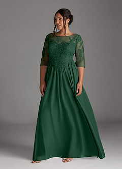 Azazie Harriet Mother of the Bride Dresses Dark Green A-Line Scoop lace Mesh Dress image10