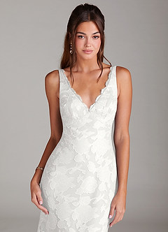 Azazie Tianna Brudepigekjoler Skede Blonder Blomsterudbrændthed Gulv-længde Kjole image5