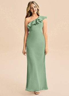 Azazie Alissa Junior Matcha A-Line Ruched Chiffon Dress image5