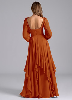 Azazie Karan Bridesmaid Dresses Paprika A-Line Long Sleeve Chiffon Dress image2