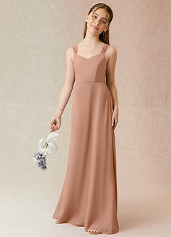 Azazie Denice Junior Champagne Rose A-Line Chiffon Dress image1