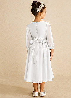 Azazie Lolo Flower Girl Dresses Ivory A-Line with Sleeves Chiffon Dress image5