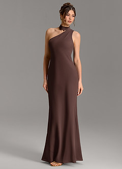 Azazie Seona Bridesmaid Dresses Ganache Mermaid One Shoulder Chiffon Dress image1