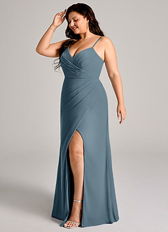 Azazie Maci Bridesmaid Dresses Twilight Sheath Pleated Chiffon Dress image10