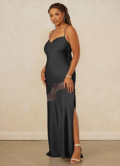 Christian Siriano Bridal for Azazie 1012 Bridesmaid Dresses Black Sheath Lace Stretch Satin Dress image12