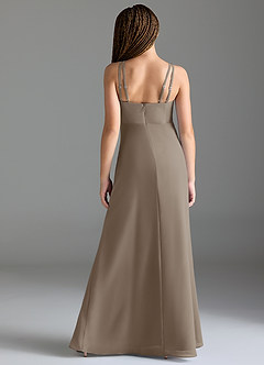 Azazie Leo Junior Taupe Mermaid Pleated Chiffon Dress image2