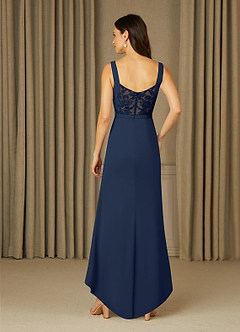 Azazie Yabelle vestidos de madre de la novia Vestido de Azul Marino Oscuro de Gasa de Sirena con Encaje image2