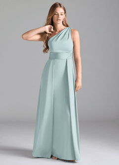Azazie Dallas Jurken voor bruidsmeisjes Jurk van Stretch Satijn met A-Lijn One-Shoulder De Nevel image1