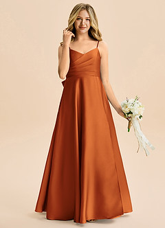 Azazie Rumi Junior Klä av A-Line i Stretch Satin Plisserad image4