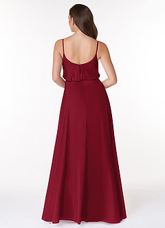 Azazie Lupe Final Sale Burgundy A-Line Scoop Blouson Chiffon Dress image2