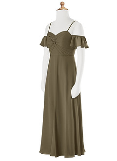 Azazie Juna Junior Robe Trapèze en Mousseline de soie Épaule décolletée Vert Saule image8