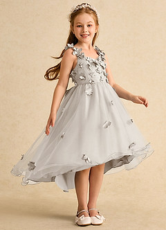 Azazie Tweety Flower Girl Dresses Frost A-Line Lace Tulle Dress image4