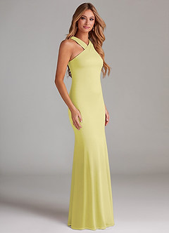 Azazie Doretta Bridesmaid Dresses Lemon Sorbet Mermaid Pleated Chiffon Dress image4