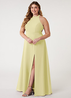 Azazie Clarice Abiti da Damigella Abito A-Line in Chiffon con Scollo Halter Sorbetto Al Limone image11