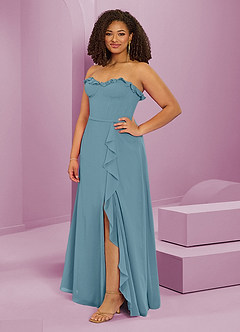 Barbie ♥ Azazie Bridesmaid Dresses Moody Blue A-Line Sweetheart Neckline Chiffon Dress image11