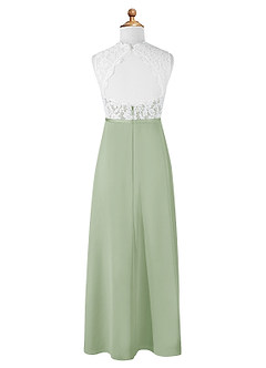 Azazie Rana Junior Robe Trapèze en Mousseline de soie Dentelle Vert Sauge image6