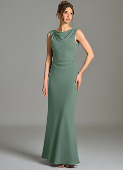Azazie Kieryn Bridesmaid Dresses Eucalyptus Mermaid Pleated Chiffon Dress image1