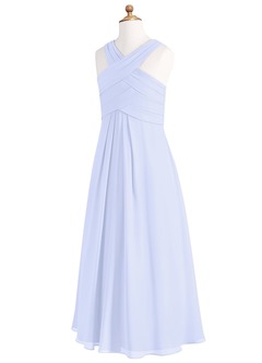 Azazie Kaleigh A-Line Pleated Chiffon Floor-Length Junior Bridesmaid Dress image8