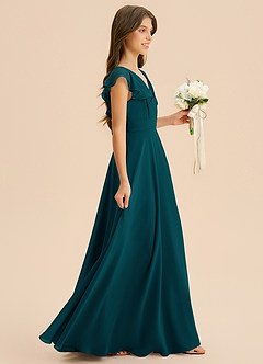 Azazie Anysa Junior Robe Trapèze en Mousseline de soie Rayé Vert Pin image4