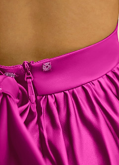 Azazie Nellia vestidos de niña de las flores Vestido de Fucsia de Satin Mate de Corte En A con Lazo image7