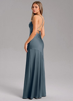 Azazie Grata Robes de demoiselle d'honneur Robe Sirène en Satin extensible Fente Latérale Violet Crépusculaire image7