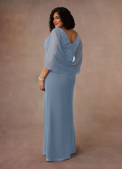 Azazie Laina Mother of the Bride Dresses Dusty Blue Mermaid Lace Chiffon Dress image9