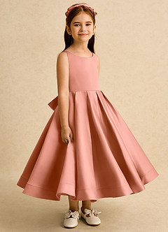 Azazie Babs Blumenmädchenkleider Ballkleid Plissee Matte Satin Kleid Mai Tai image3