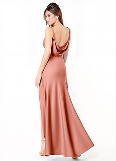 Azazie Alaija Brautjungfernkleider Meerjungfrau-Linie Seitliche Cut-Outs Stretch-Satin Kleid Koralle image1