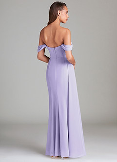 Azazie Amyra Bridesmaid Dresses Lilac Sheath Off the Shoulder Chiffon Convertible Dress image5